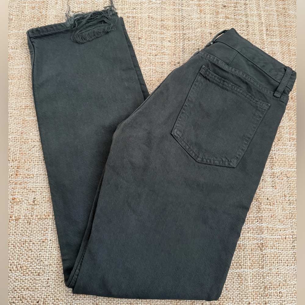 Zara Black Gray Raw Distressed Hem Jeans size 4